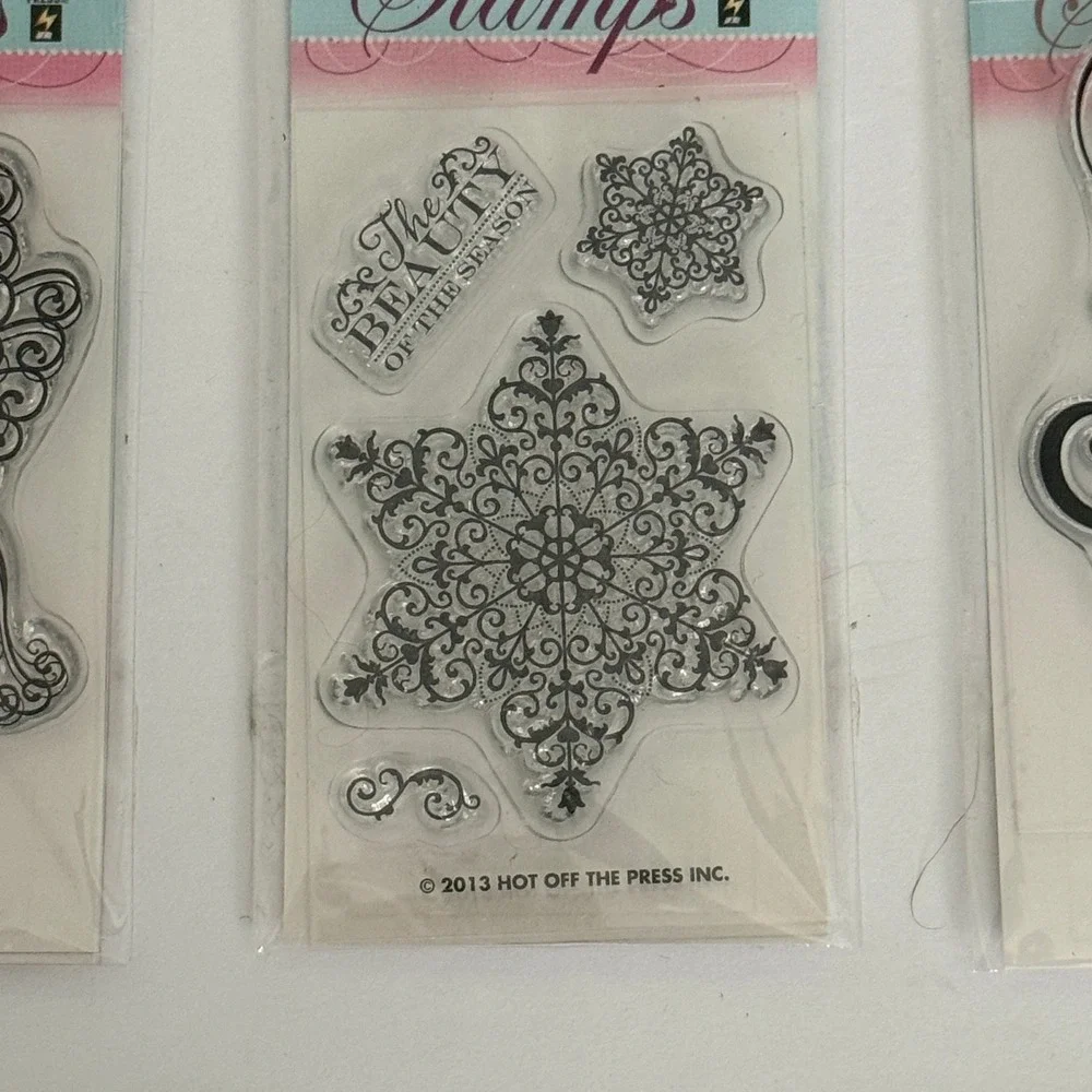 Lot of 7 Hot Off The Press Small Stamps Clear Acrylic Rubber Craft Scrapbook